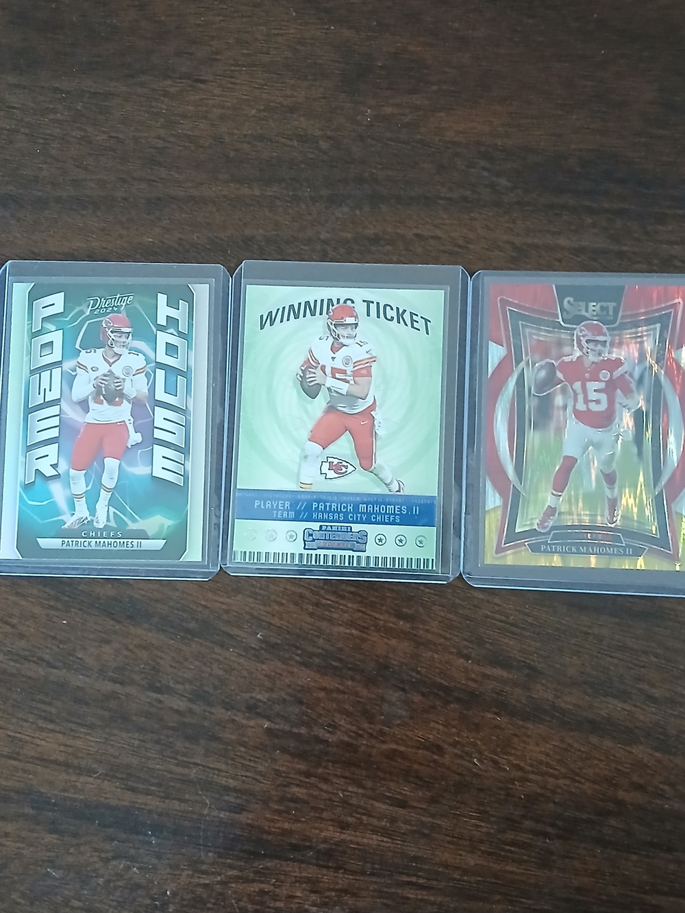 Panini Patrick Mahomes Trading Card Trio - Red, White, Gold Accents